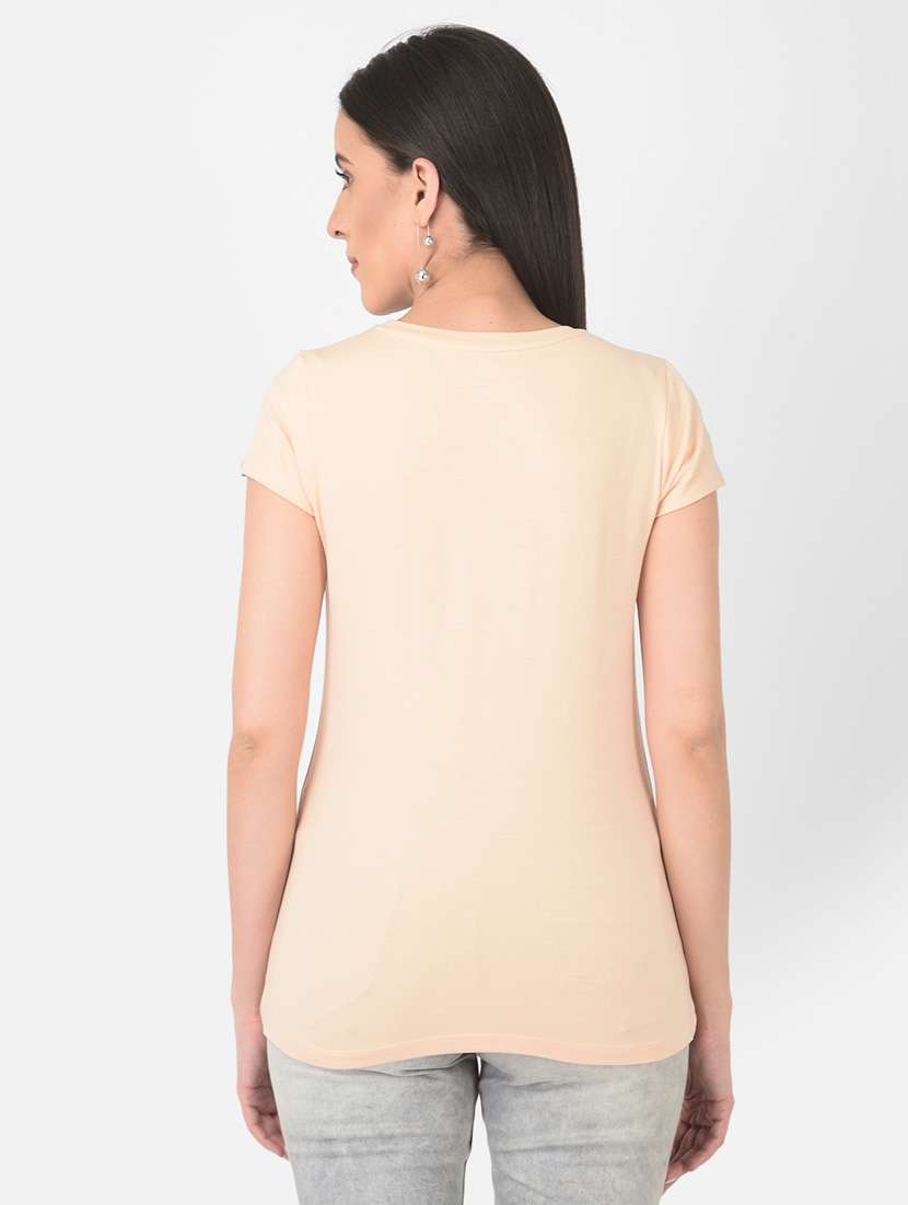 women front print round neck t-shirt - 20601381 -  Standard Image - 3