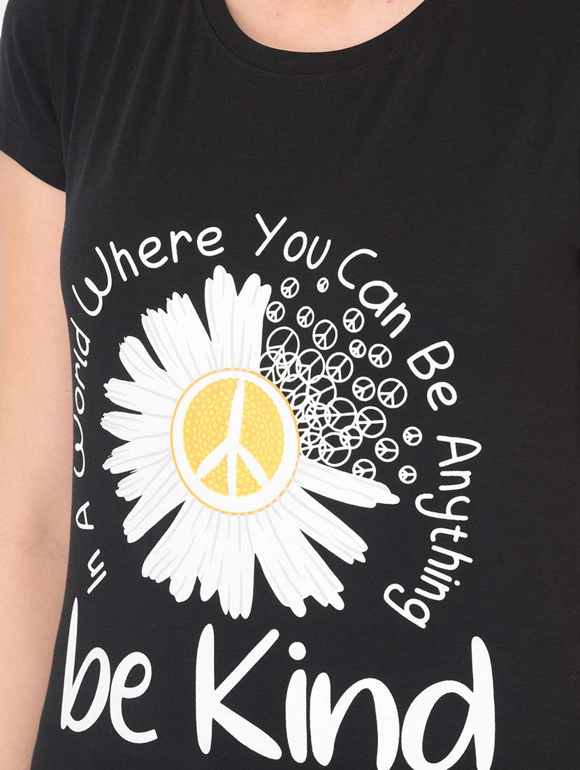 women front print round neck t-shirt - 20601383 -  Standard Image - 5