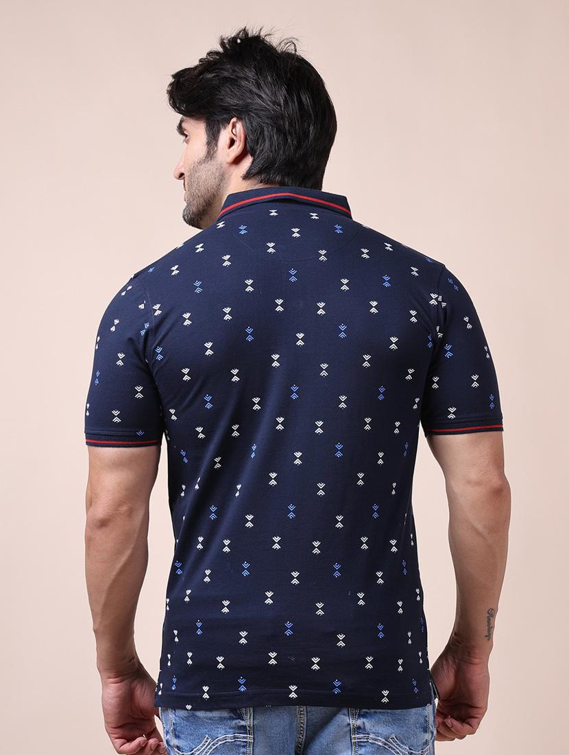 men navy blue polo neck t-shirt - 20601433 - Standard Image - 3