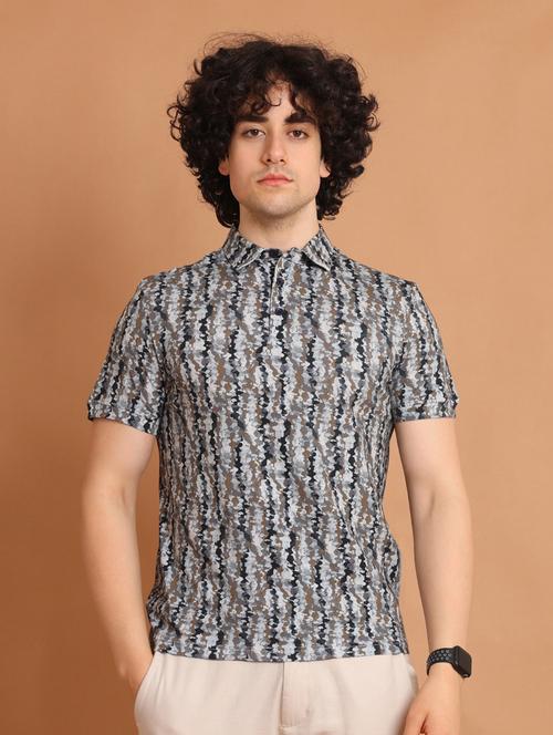 multi colored printed short sleeve polo t-shirt - 20601452 - Standard Image - 0
