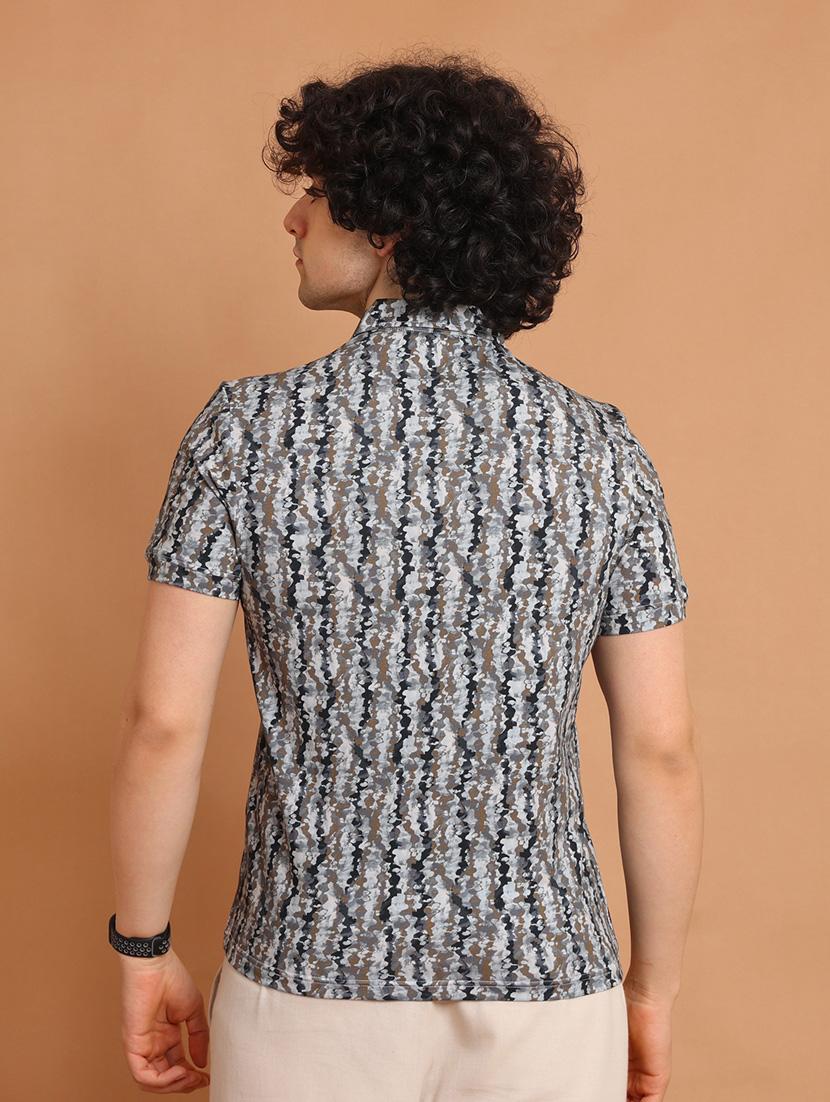 multi colored printed short sleeve polo t-shirt - 20601452 - Standard Image - 3