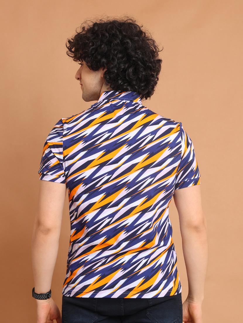 multi colored printed short sleeve polo t-shirt - 20601453 - Standard Image - 3