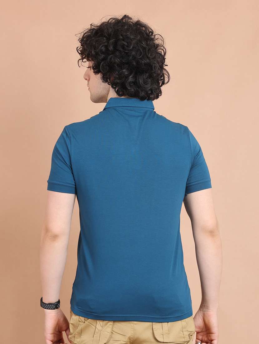 teal plain short sleeve t-shirt - 20601466 -  Standard Image - 3