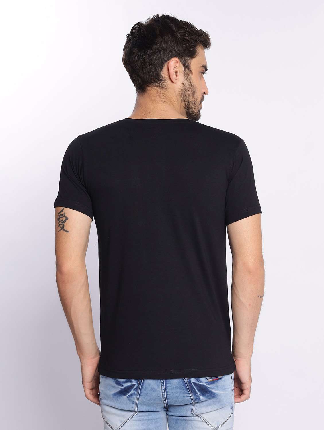 black plain short sleeve t-shirt - 20601478 - Standard Image - 3