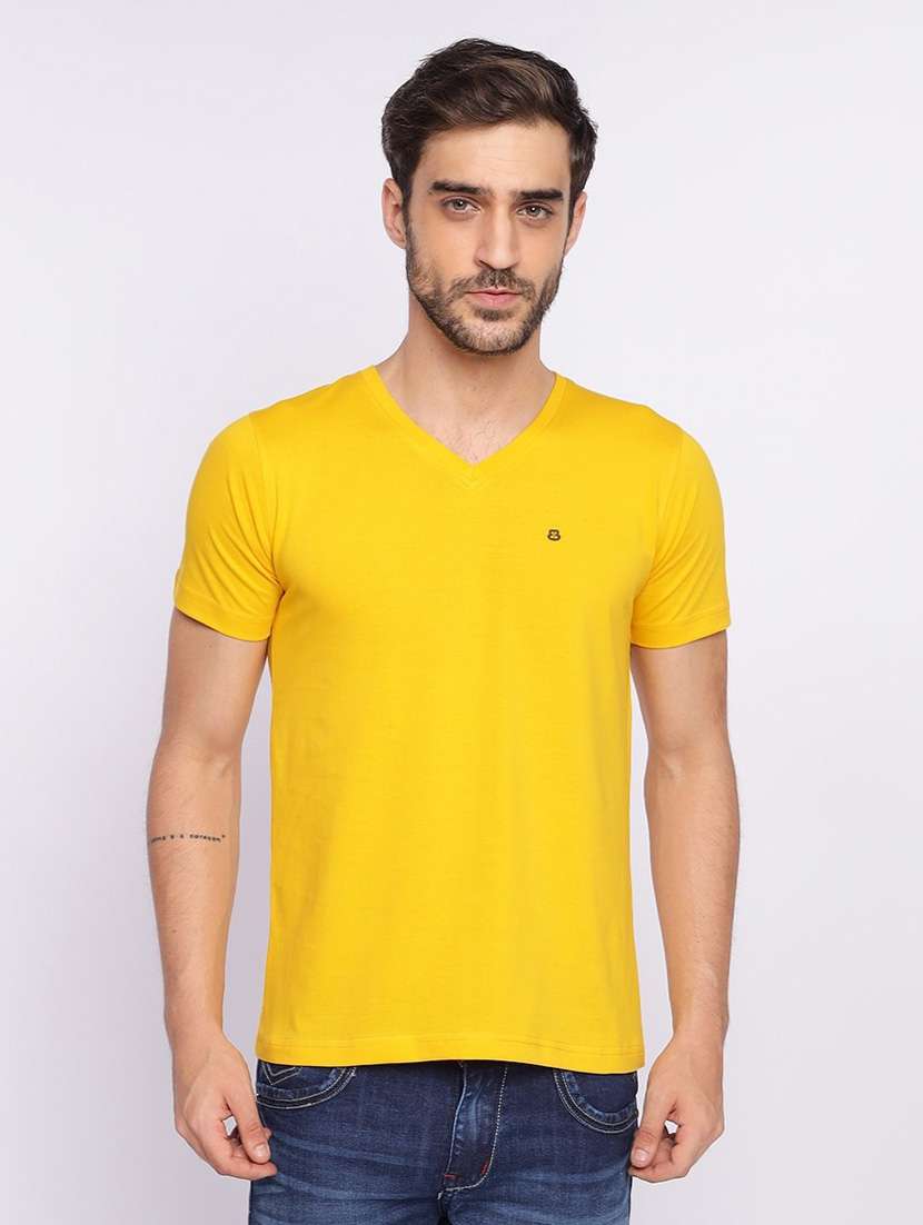 yellow plain short sleeve t-shirt