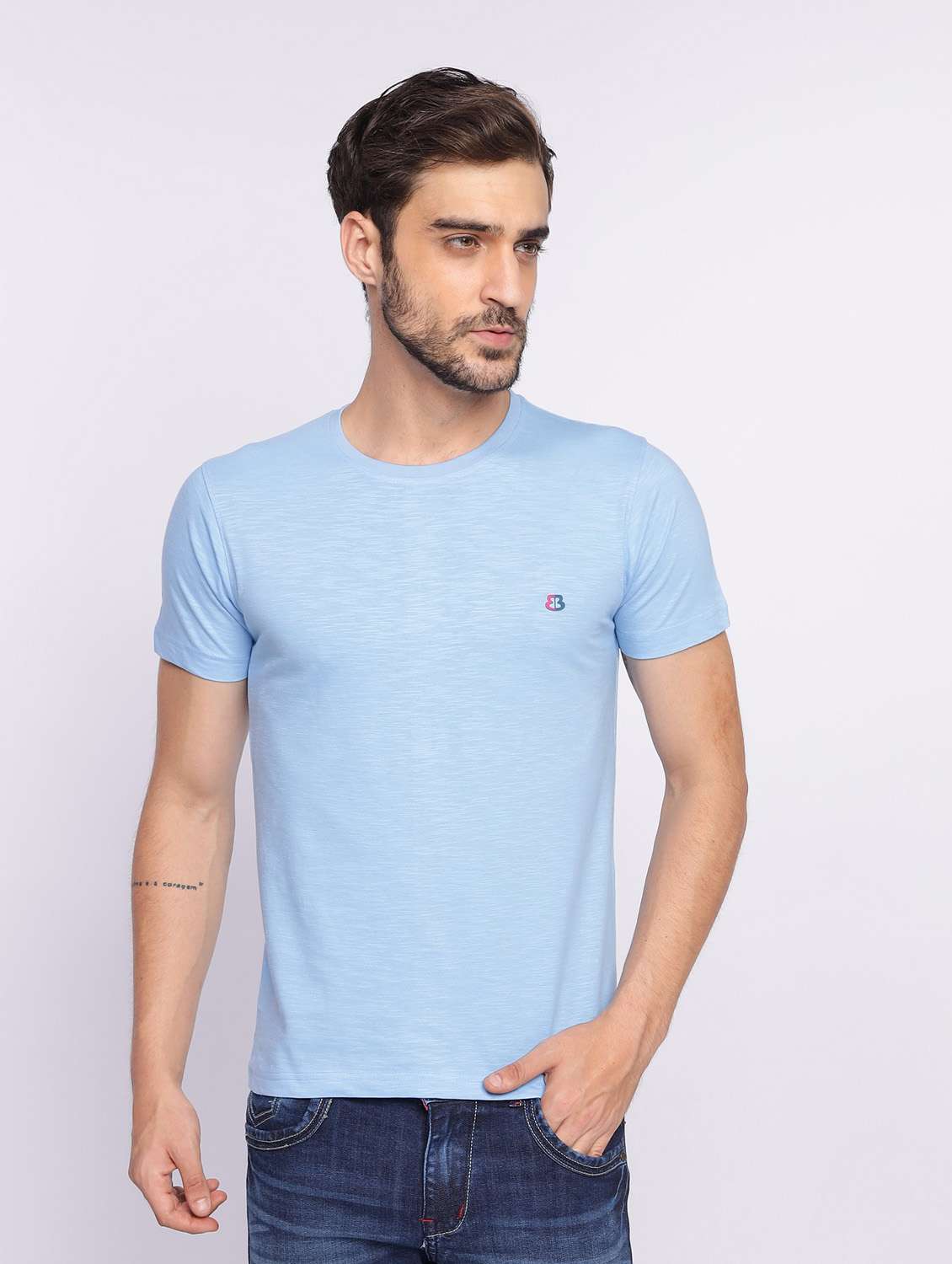 light blue plain short sleeve t-shirt