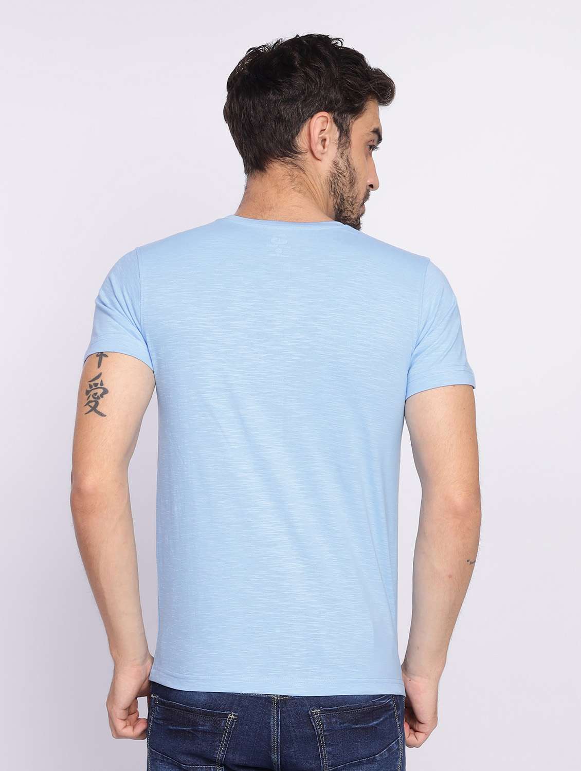 light blue plain short sleeve t-shirt - 20601490 -  Standard Image - 3