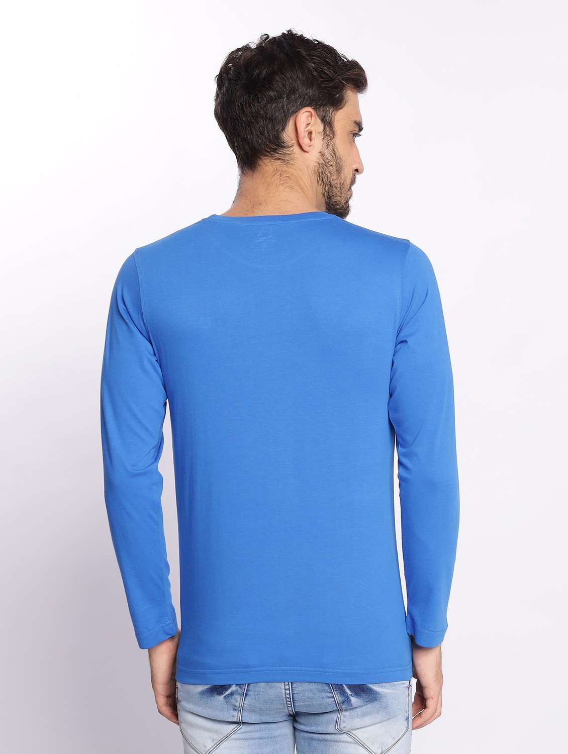blue plain long sleeve t-shirt - 20601496 -  Standard Image - 3