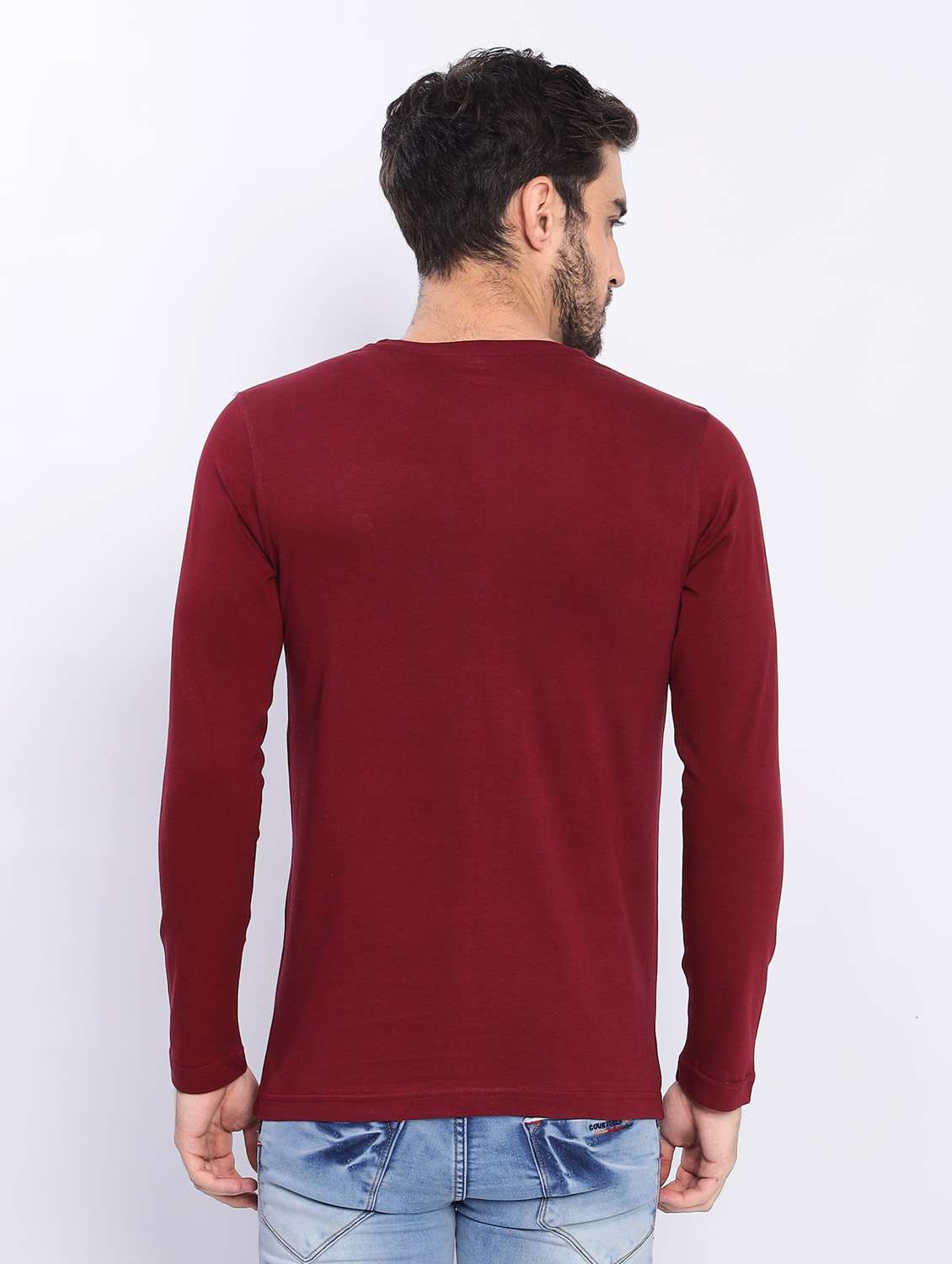 maroon plain long sleeve t-shirt - 20601500 - Standard Image - 3