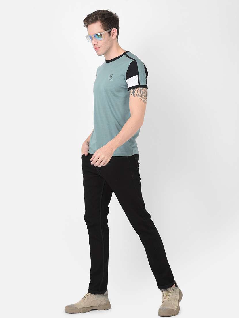 men color block round neck t-shirt - 20601510 -  Standard Image - 3