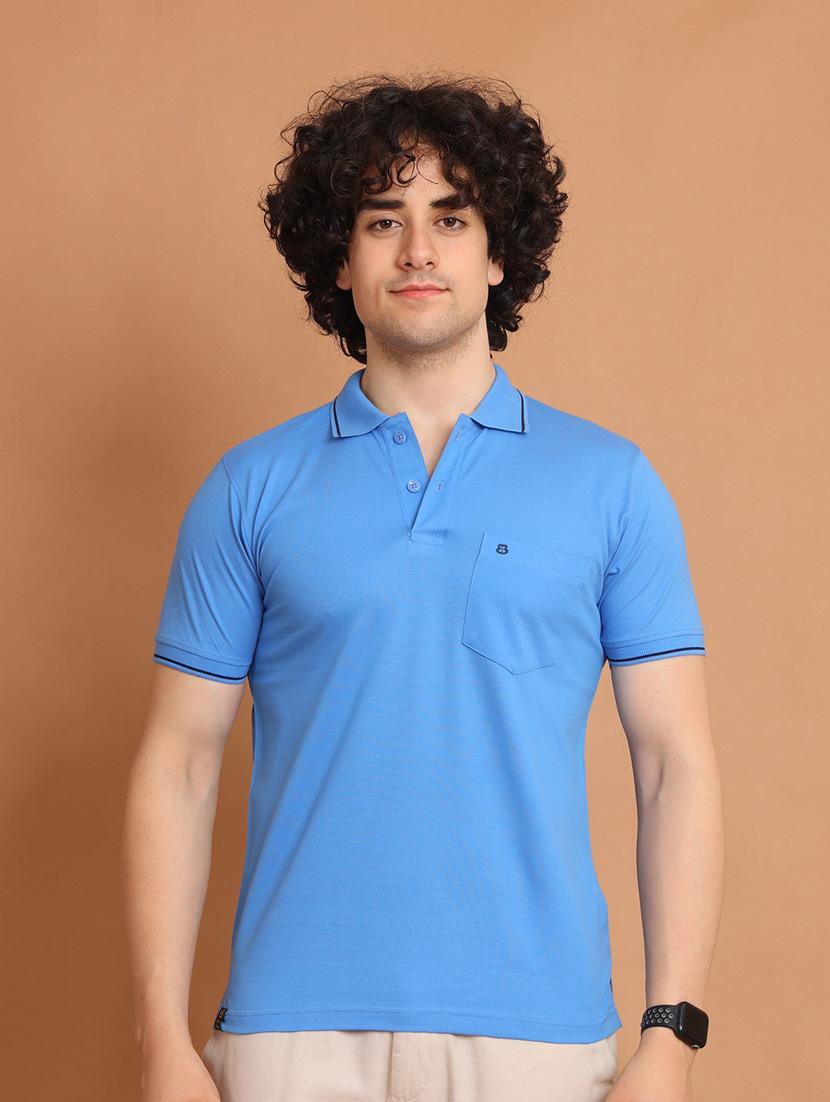 blue plain short sleeve t-shirt