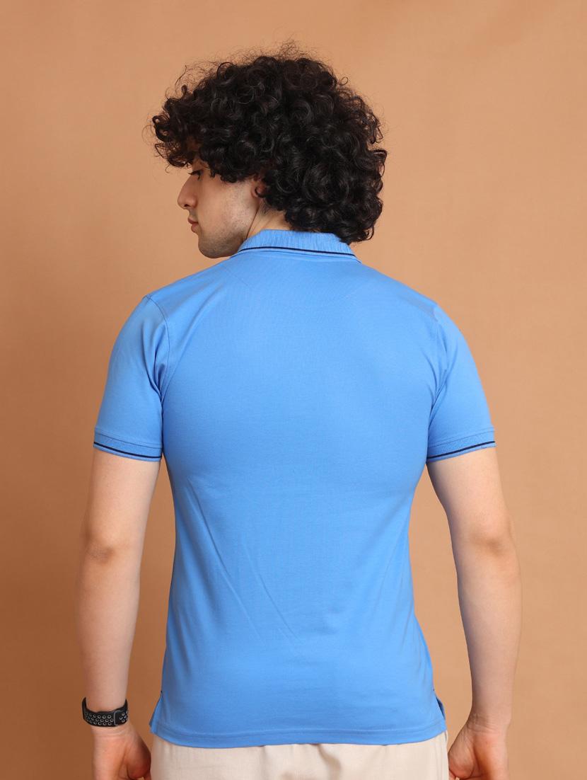 blue plain short sleeve t-shirt - 20601511 - Standard Image - 3