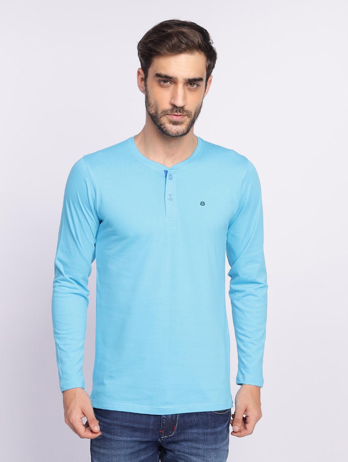 light blue plain long sleeve t-shirt - 20601517 - Zoom Image - 0