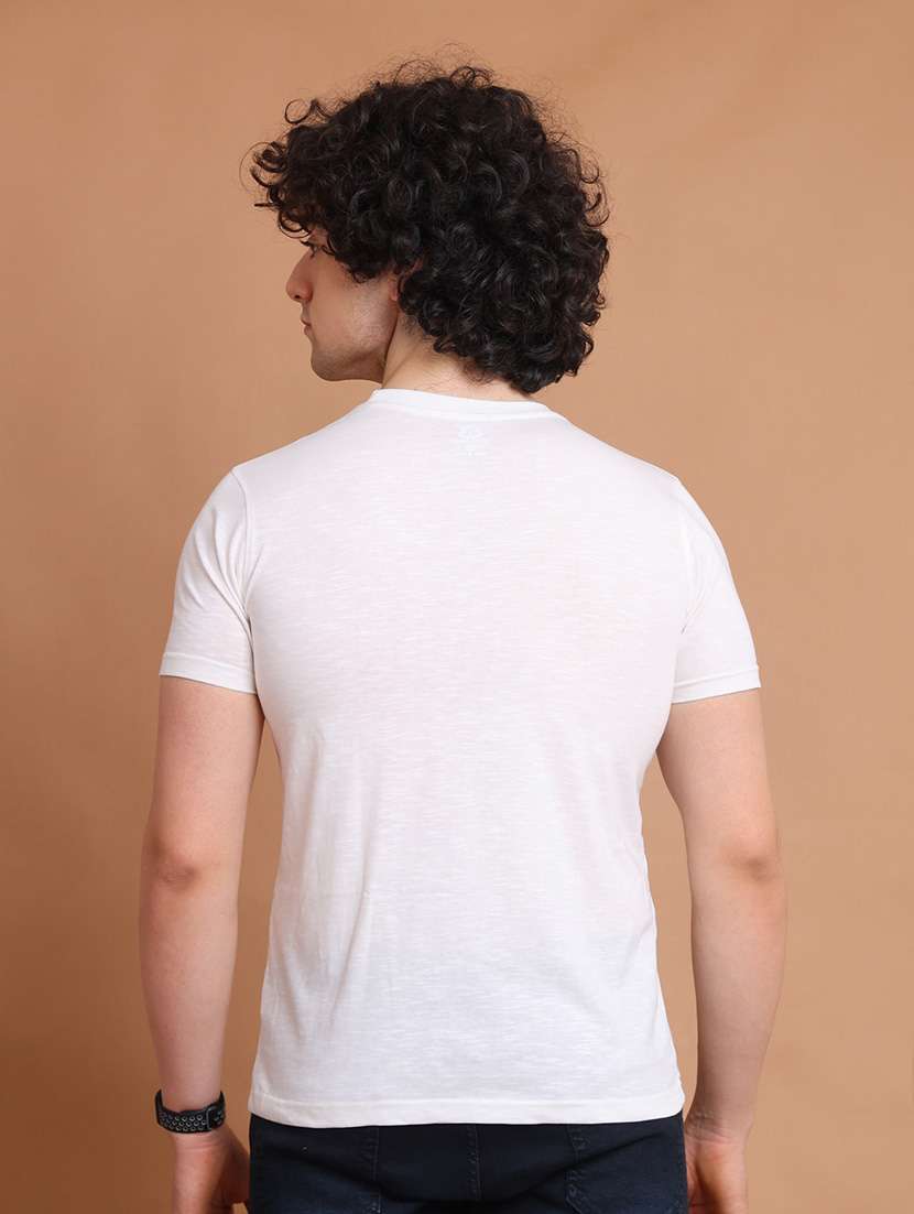 men white plain round neck t-shirt - 20601525 - Standard Image - 3