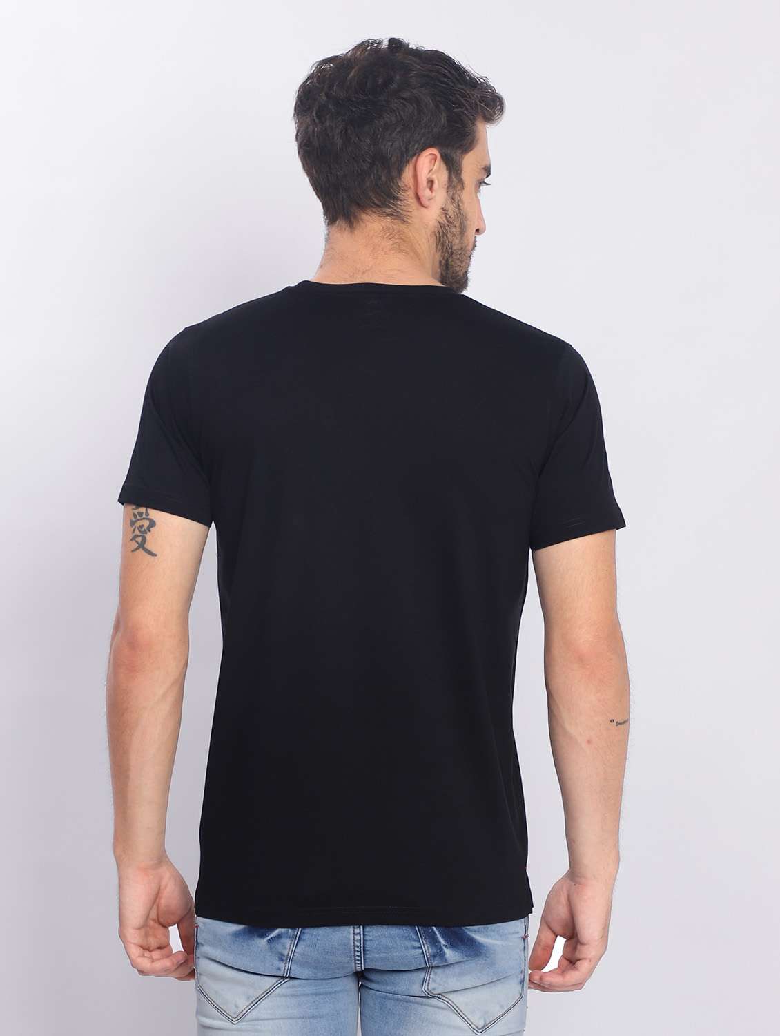 black plain short sleeve t-shirt - 20601548 -  Standard Image - 3