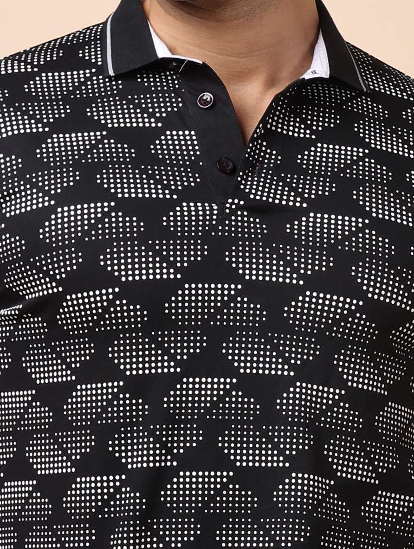 men black printed polo neck t-shirt - 20601578 -  Standard Image - 3