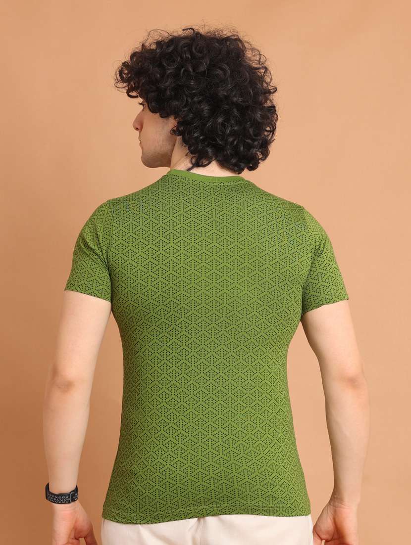 green printed short sleeve t-shirt - 20601579 -  Standard Image - 3