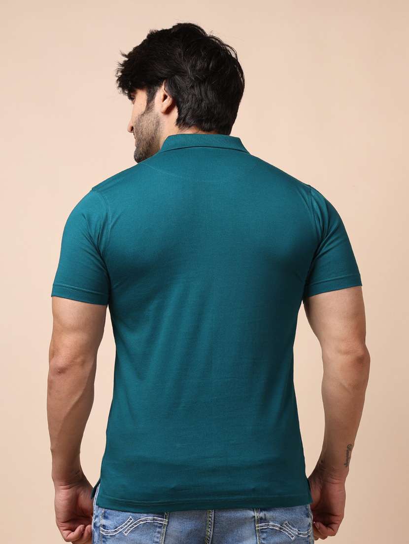 teal plain short sleeve t-shirt - 20601586 -  Standard Image - 3