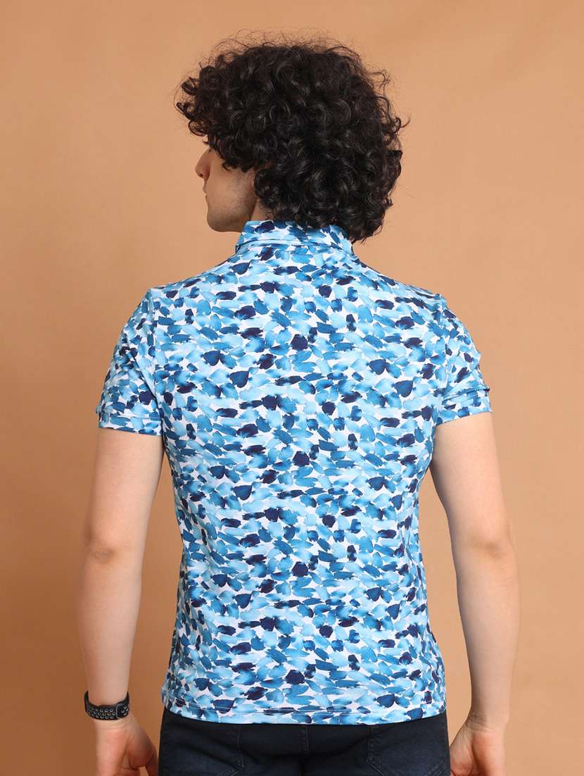 blue printed short sleeve t-shirt - 20601589 - Standard Image - 3