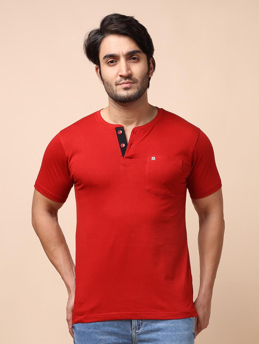 red plain short sleeve t-shirt - 20601590 - Zoom Image - 0
