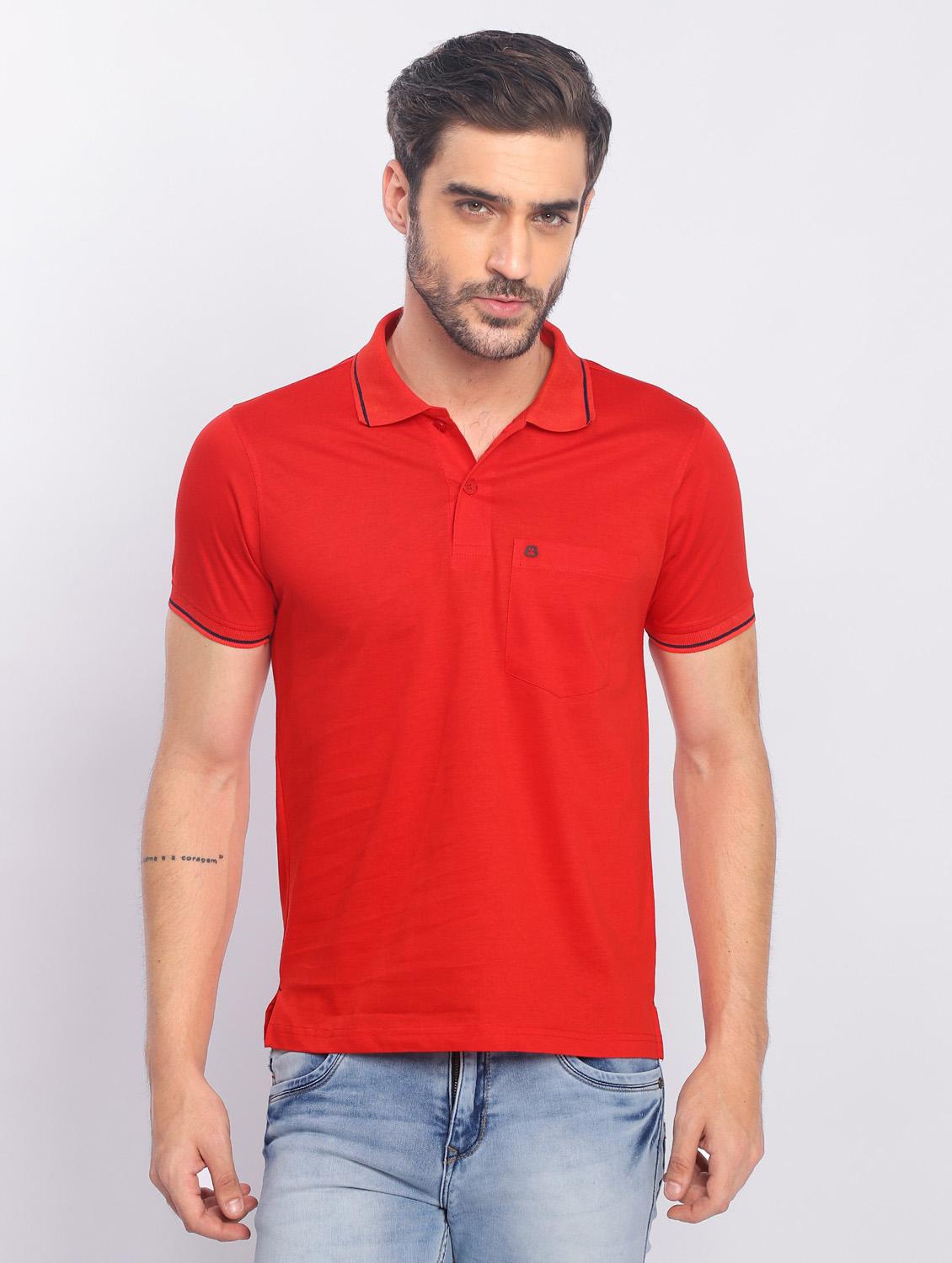 red plain short sleeve t-shirt - 20601608 - Zoom Image - 0