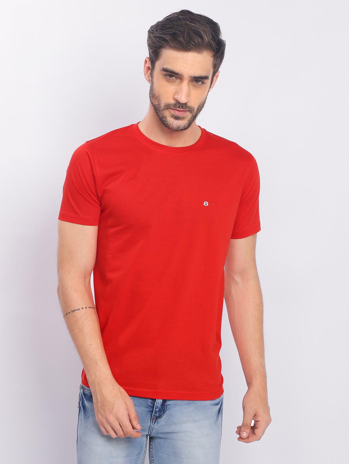 red plain short sleeve t-shirt - 20601632 - Zoom Image - 0