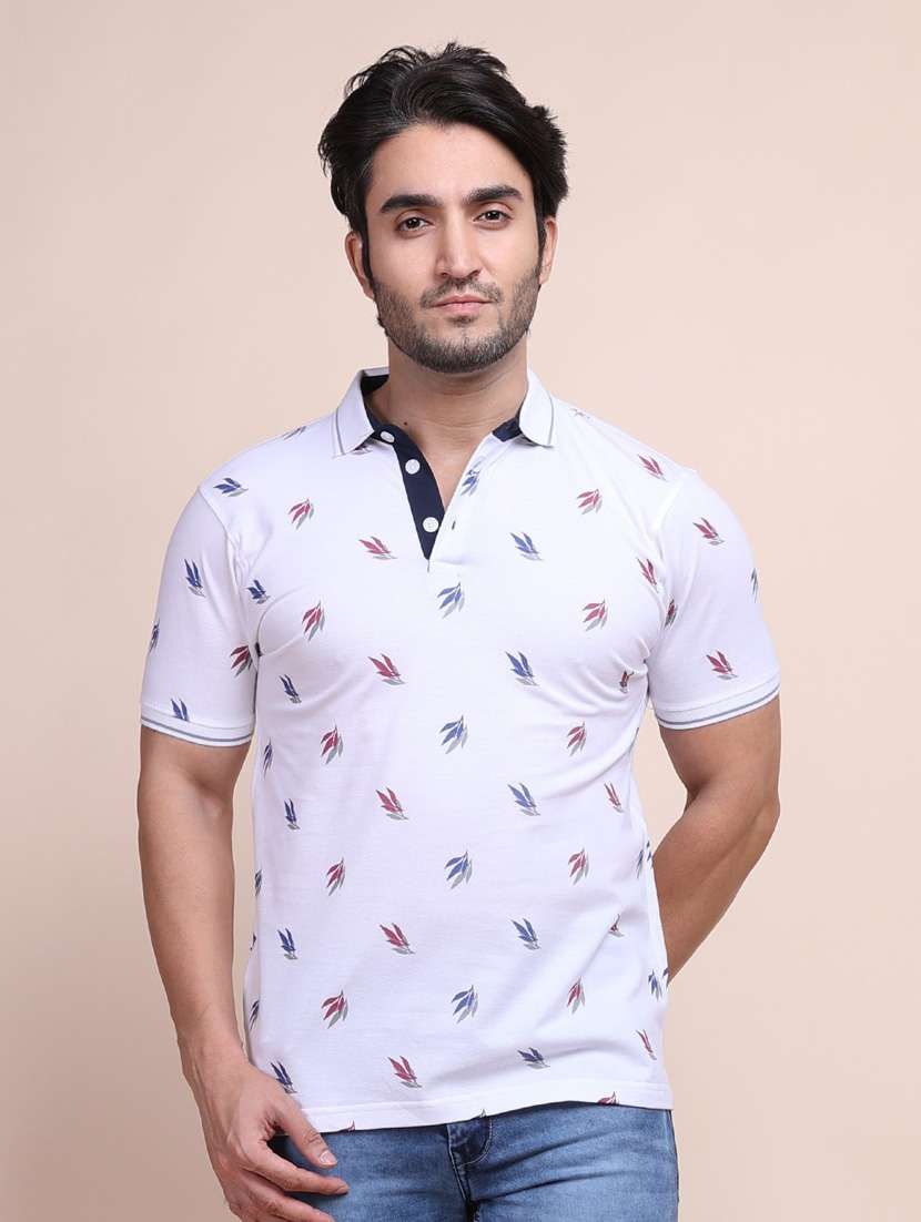 white printed short sleeve t-shirt