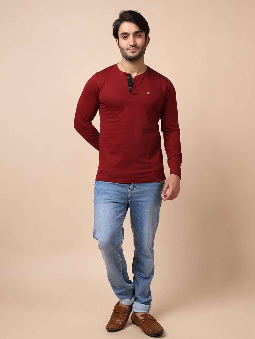 maroon plain long sleeve t-shirt - 20601648 -  Standard Image - 3