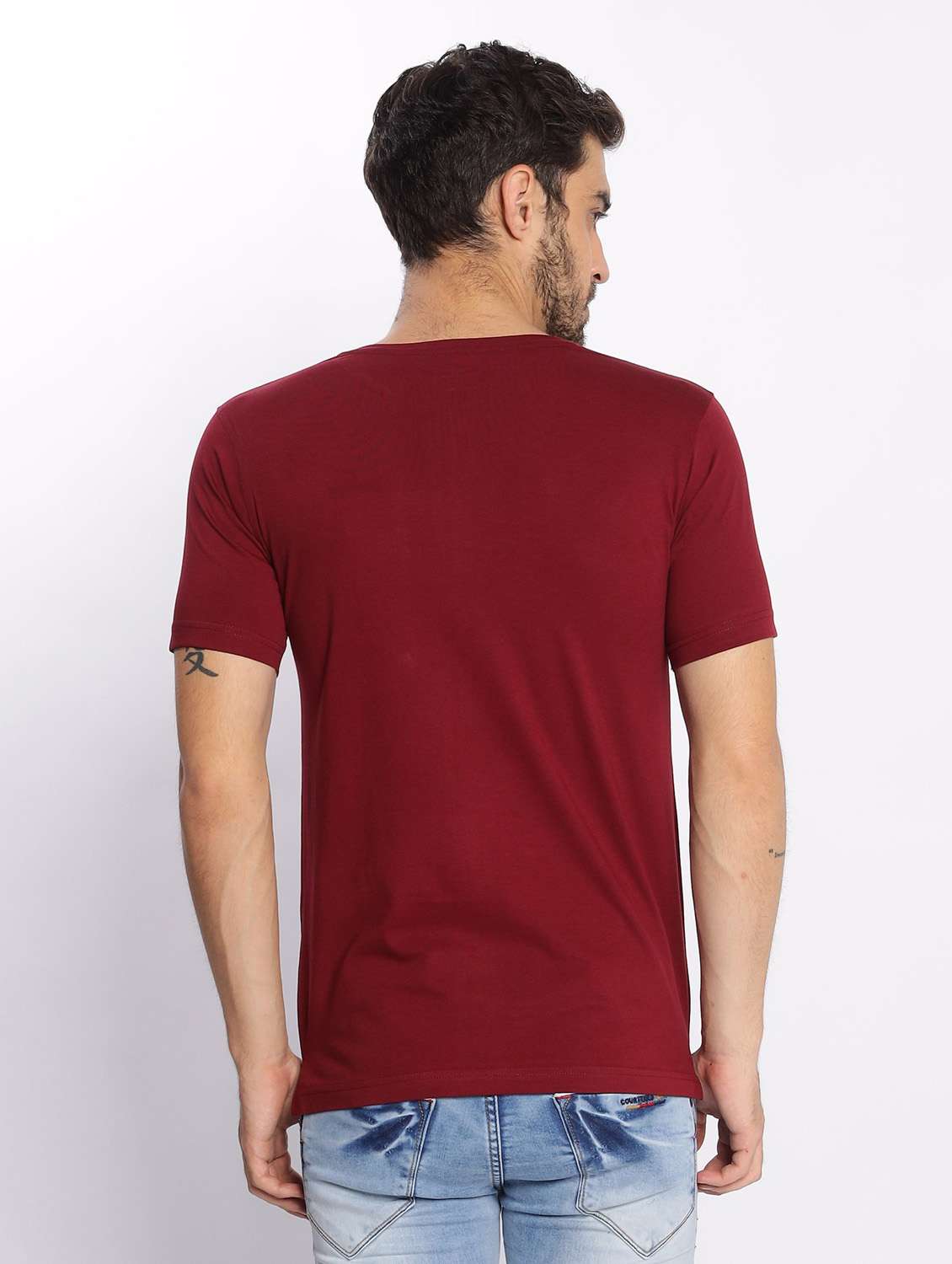 maroon plain short sleeve t-shirt - 20601649 -  Standard Image - 3