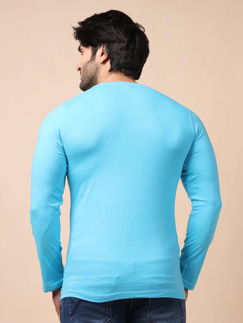 blue plain long sleeve t-shirt - 20601663 - Standard Image - 3
