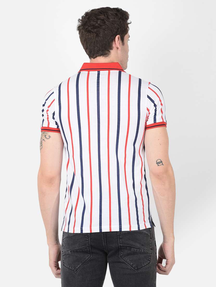 men multi color stripes polo neck t-shirt - 20601712 - Standard Image - 3