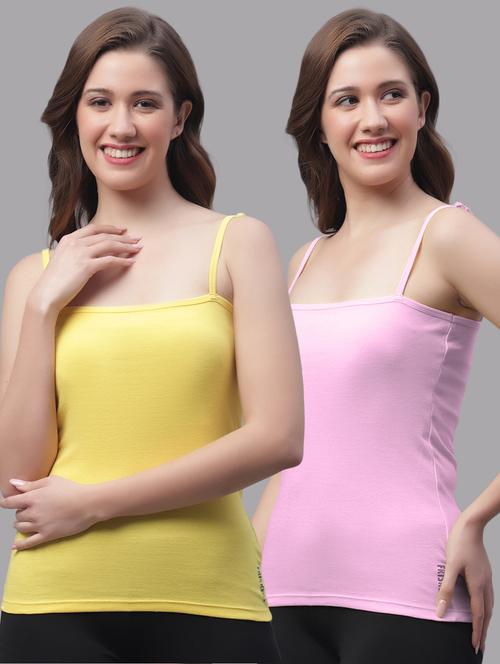 women set of 2 multi color solid tank top - 20601971 - Standard Image - 0