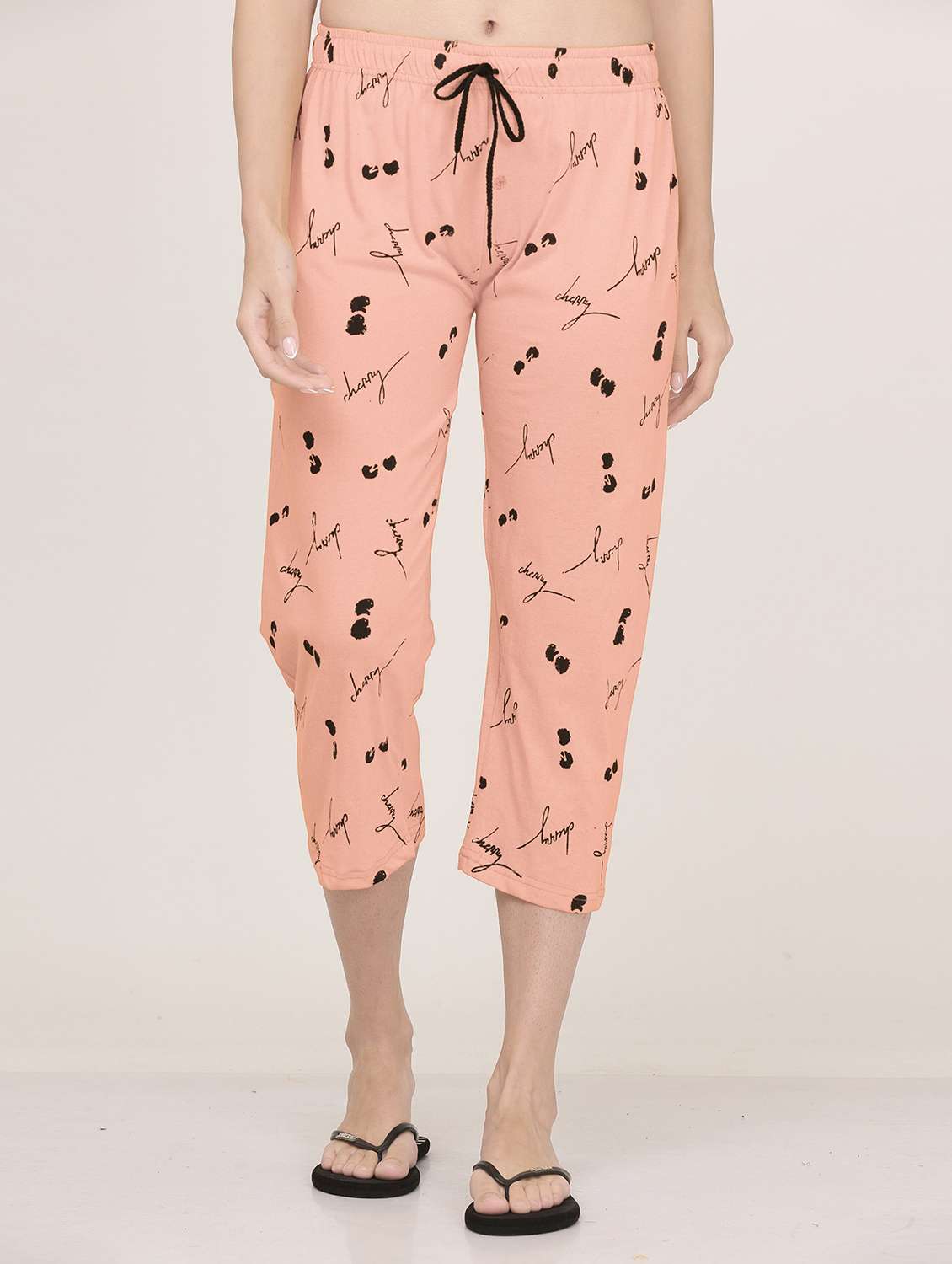 women peach printed cotton capri - 20602190 -  Zoom Image - 0