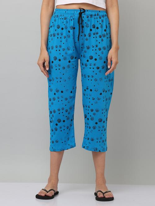 women blue printed cotton capri - 20602197 - Standard Image - 0