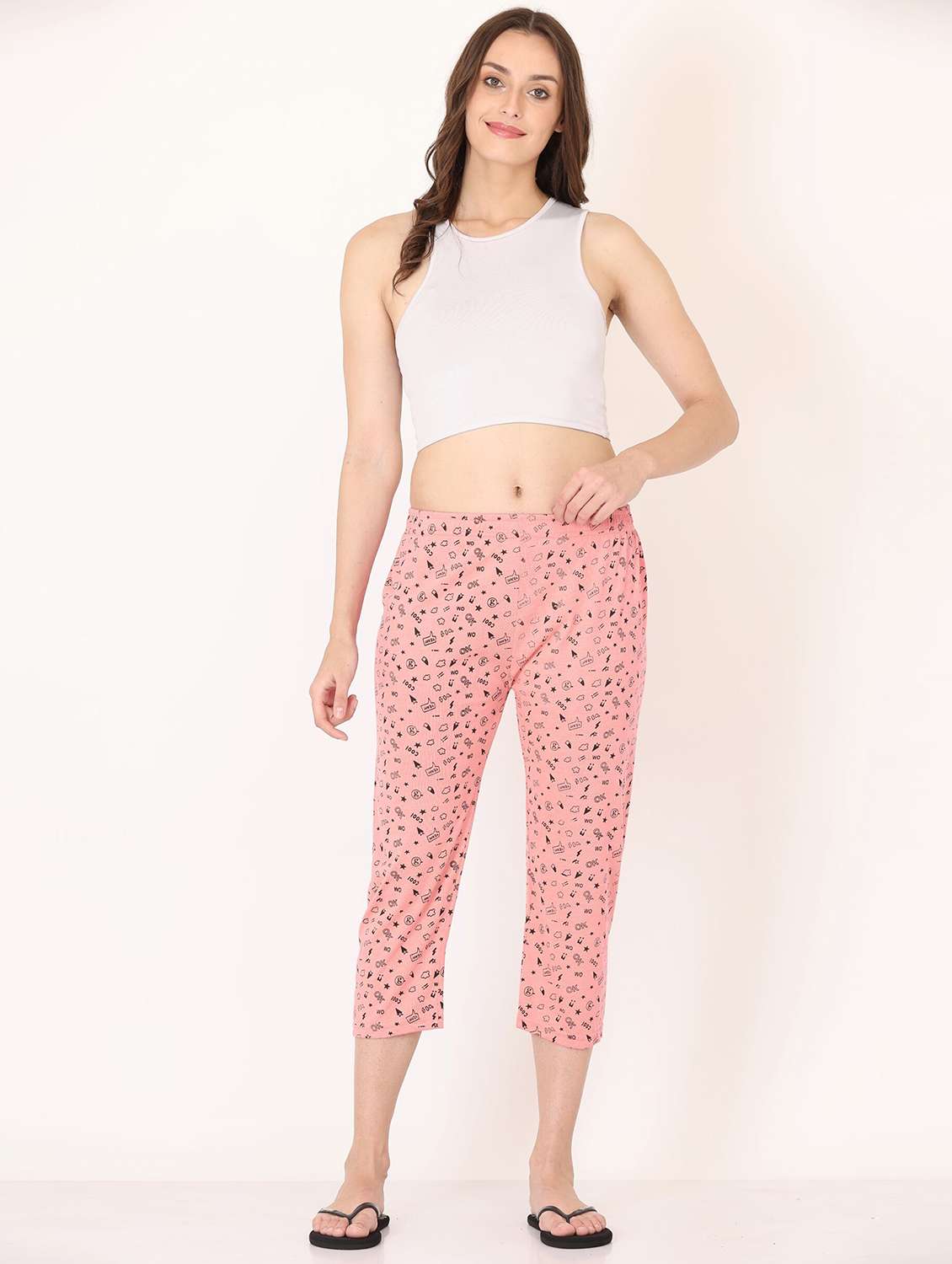 women peach printed cotton capri - 20602204 -  Standard Image - 3