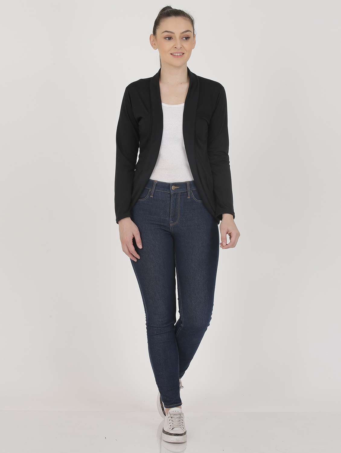 women solid long sleeves shrug - 20602313 -  Standard Image - 3