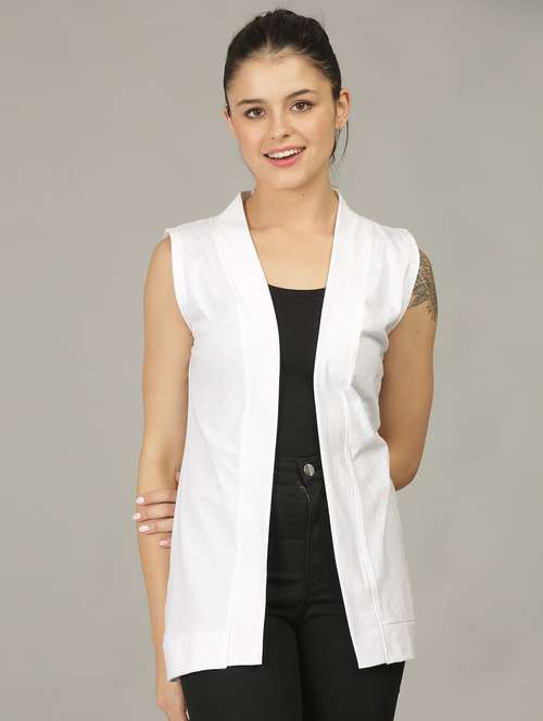 Women Solid Sleeveless Shrug 