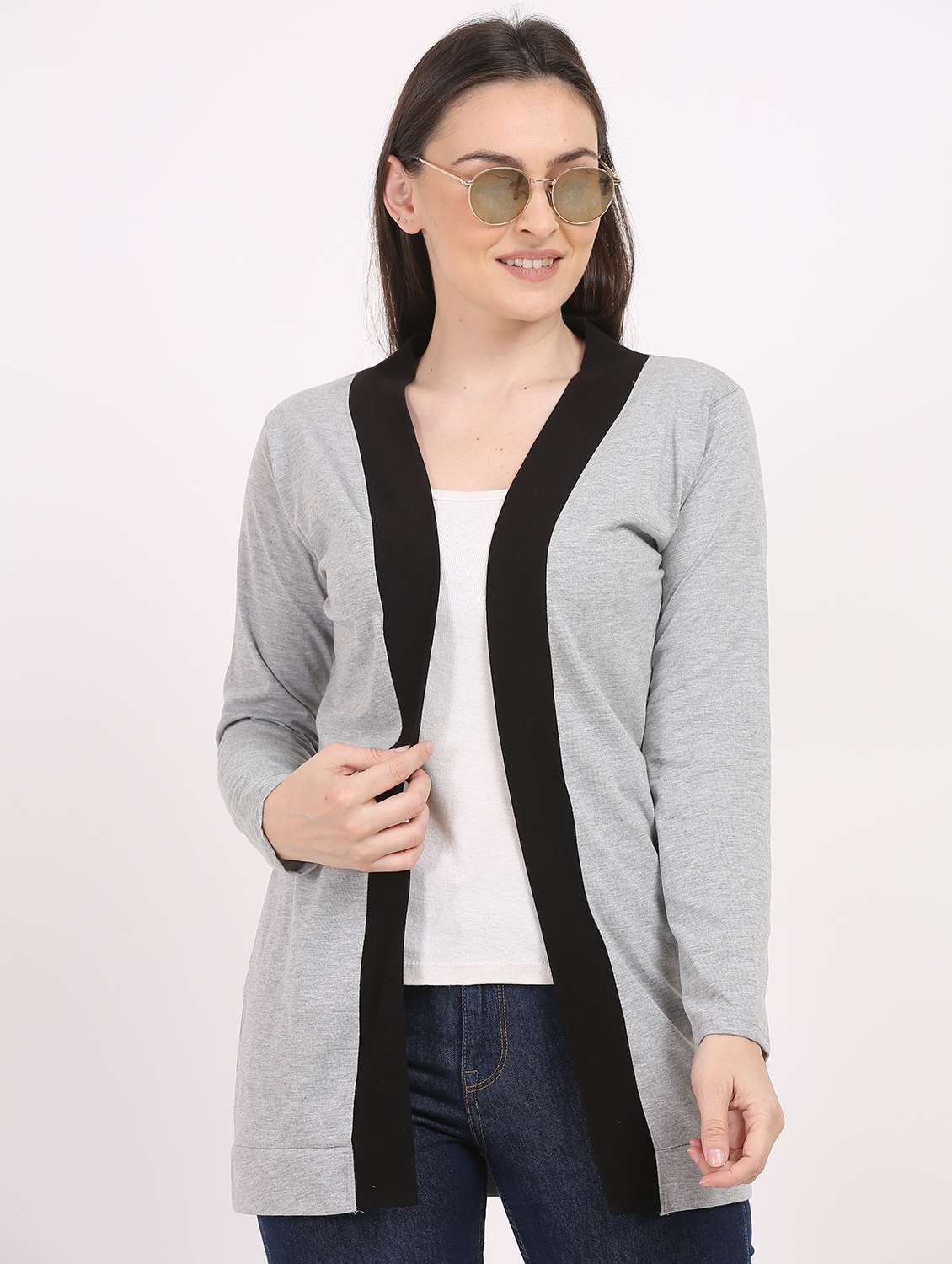 women solid long sleeves shrug 