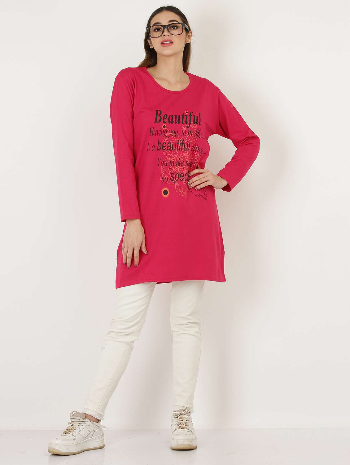 women round neck typographic printed regular t-shirt - 20602630 -  Standard Image - 3