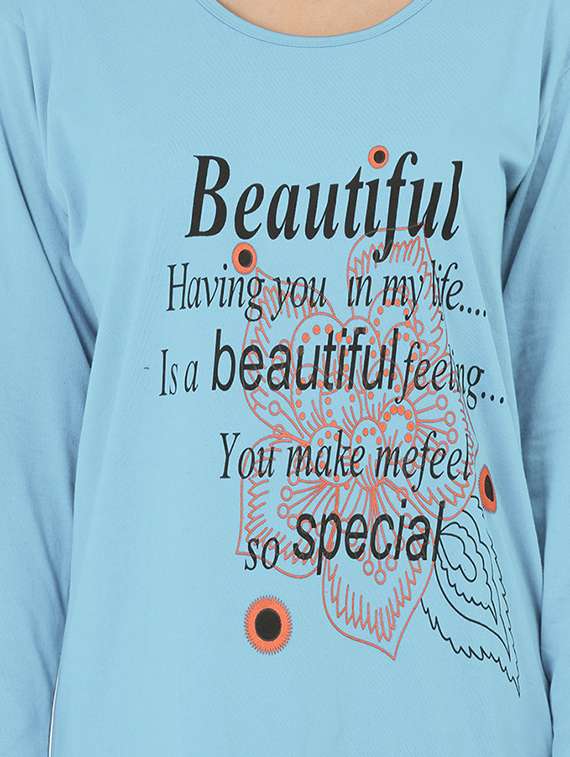 women round neck typographic printed regular t-shirt - 20602636 -  Standard Image - 3