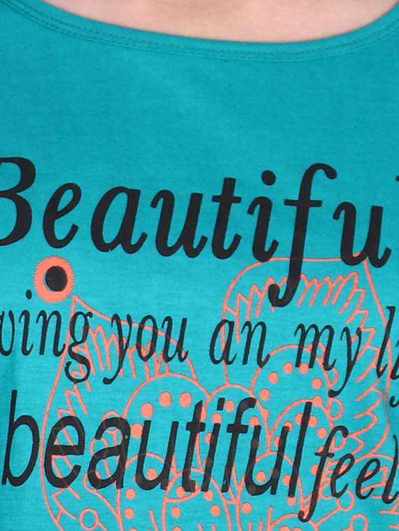 women round neck typographic printed regular t-shirt - 20602643 -  Standard Image - 3