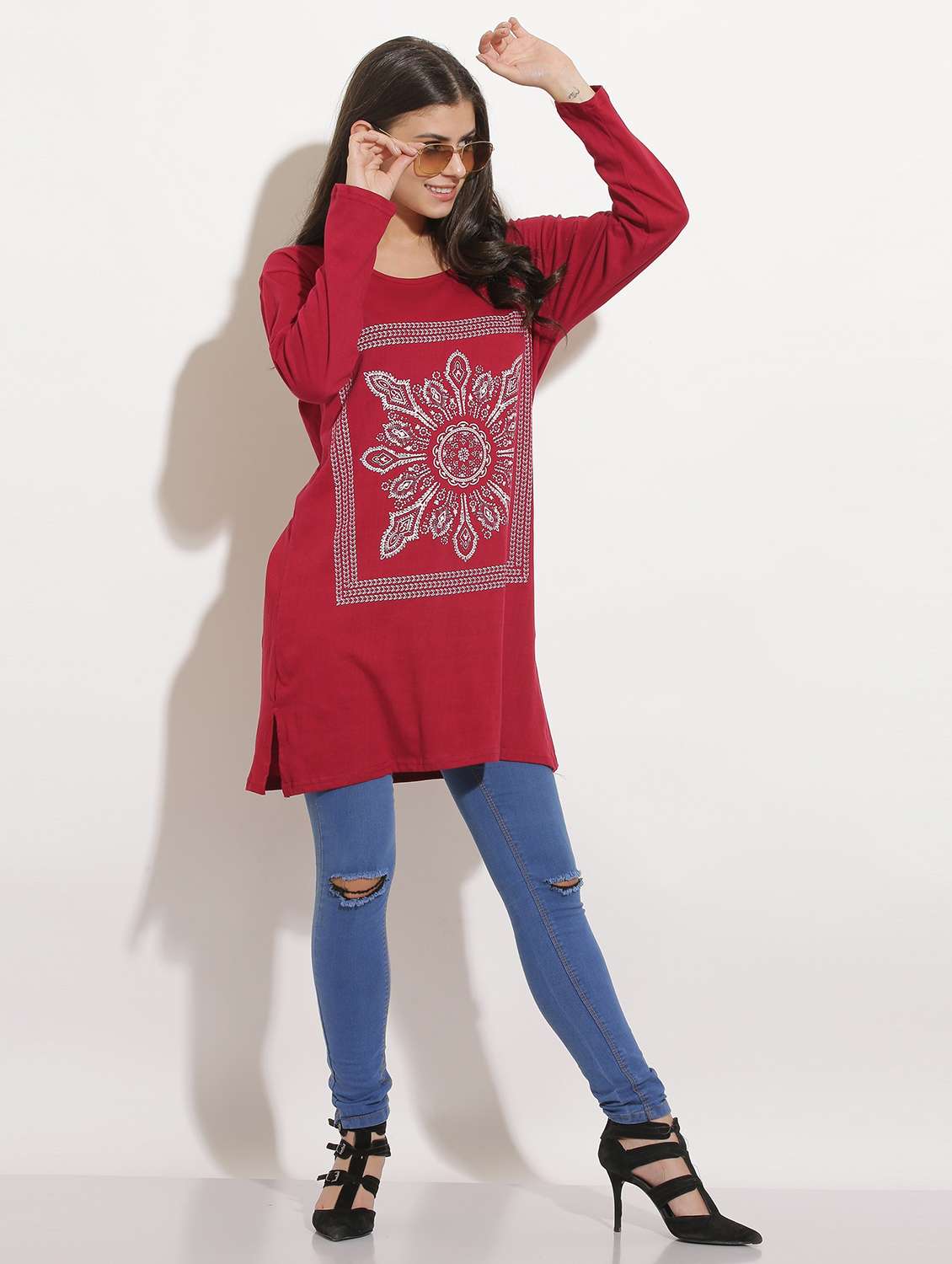 women round neck graphic printed regular t-shirt - 20602649 -  Standard Image - 3