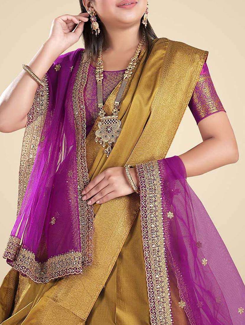 women olive semi-stitched lehenga choli with dupatta - 20602813 -  Standard Image - 3