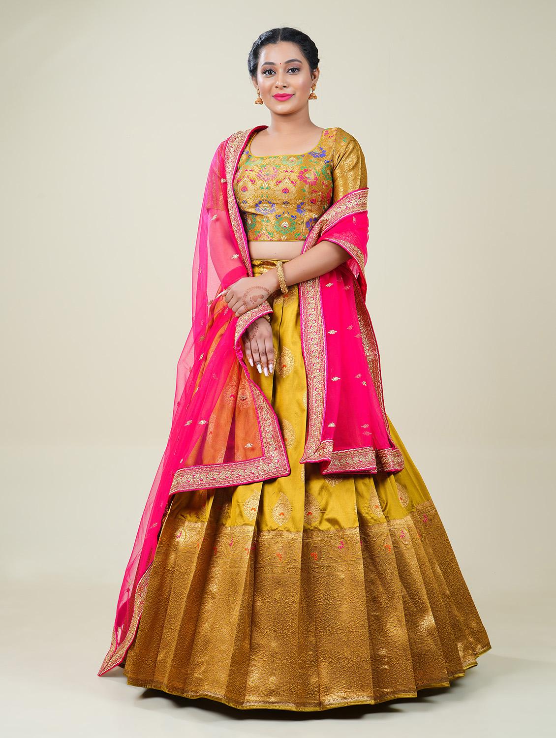 women mustard semi-stitched lehenga choli with dupatta - 20603013 - Zoom Image - 0