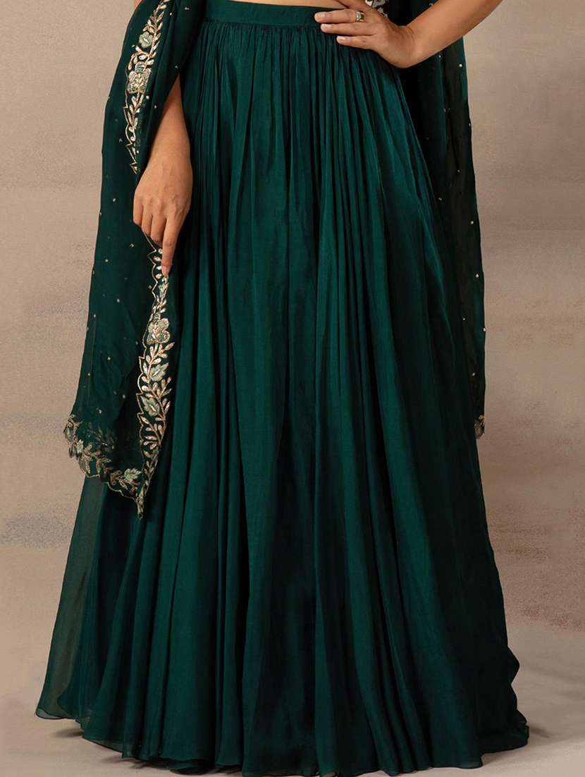green flared lehenga choli set with dupatta - 20604005 - Standard Image - 5
