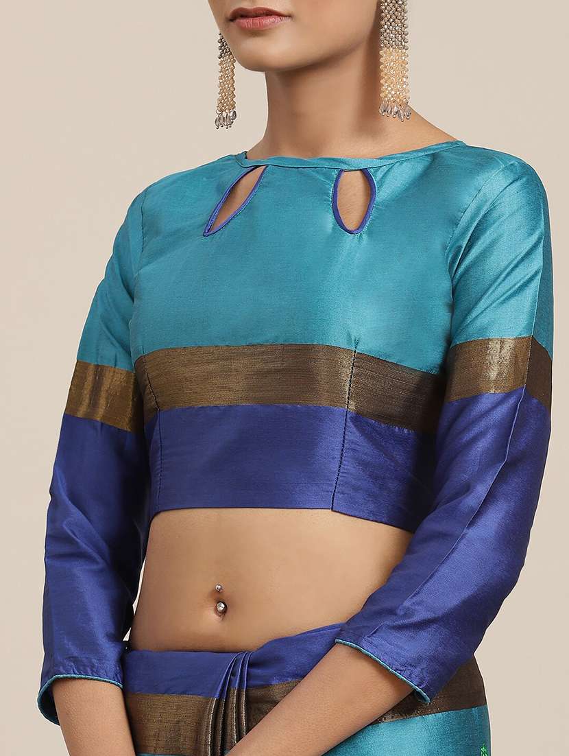 women light blue embroidered saree with blouse - 20604263 -  Standard Image - 3