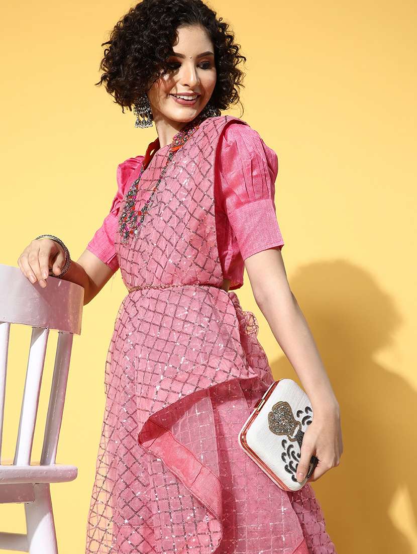 pink embellished saree with blouse - 20604280 -  Standard Image - 3