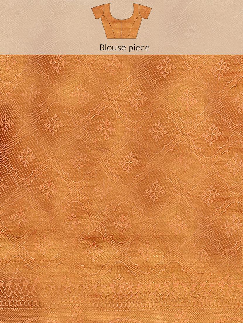 orange self design banarasi saree with blouse - 20604287 - Standard Image - 5