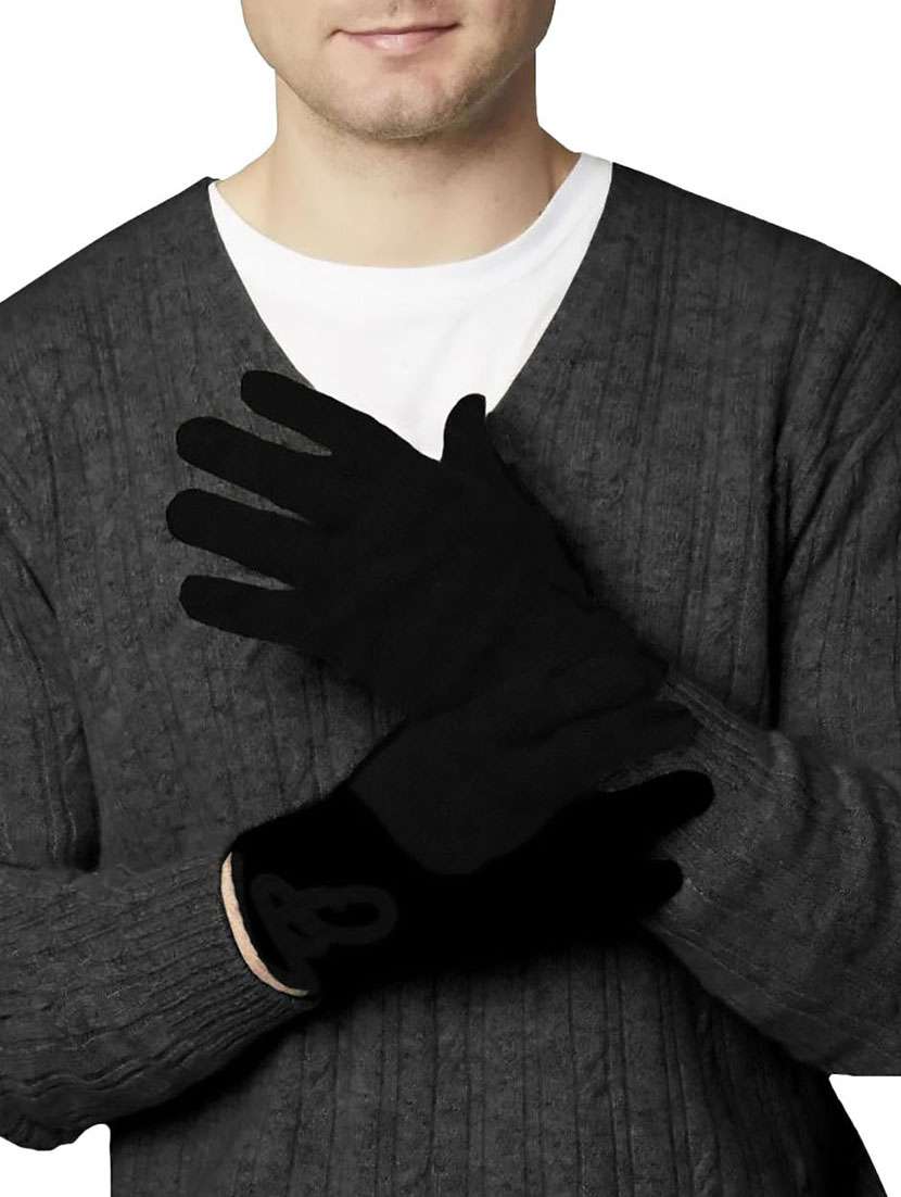 men black combos pack of self design gloves - 20605210 -  Standard Image - 3