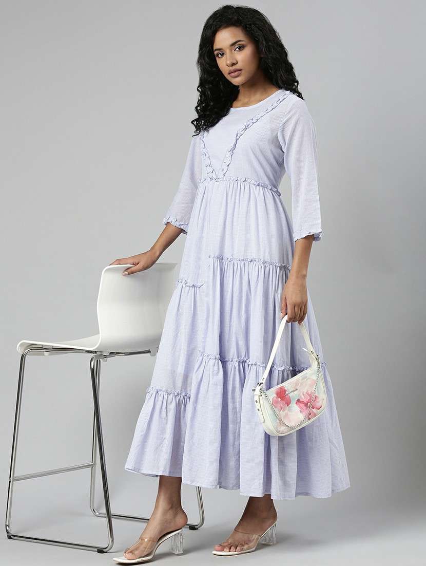 women lavender striped tiered maxi dress - 20605234 -  Standard Image - 3